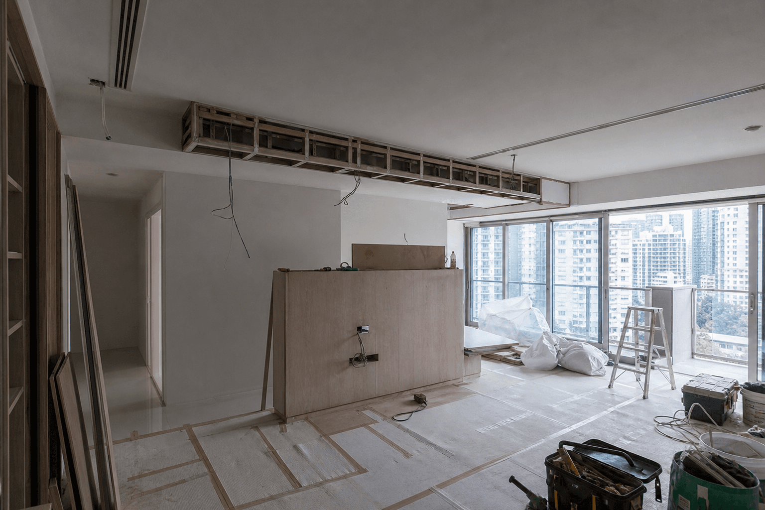Condominium interior renovation in progress in Singapore