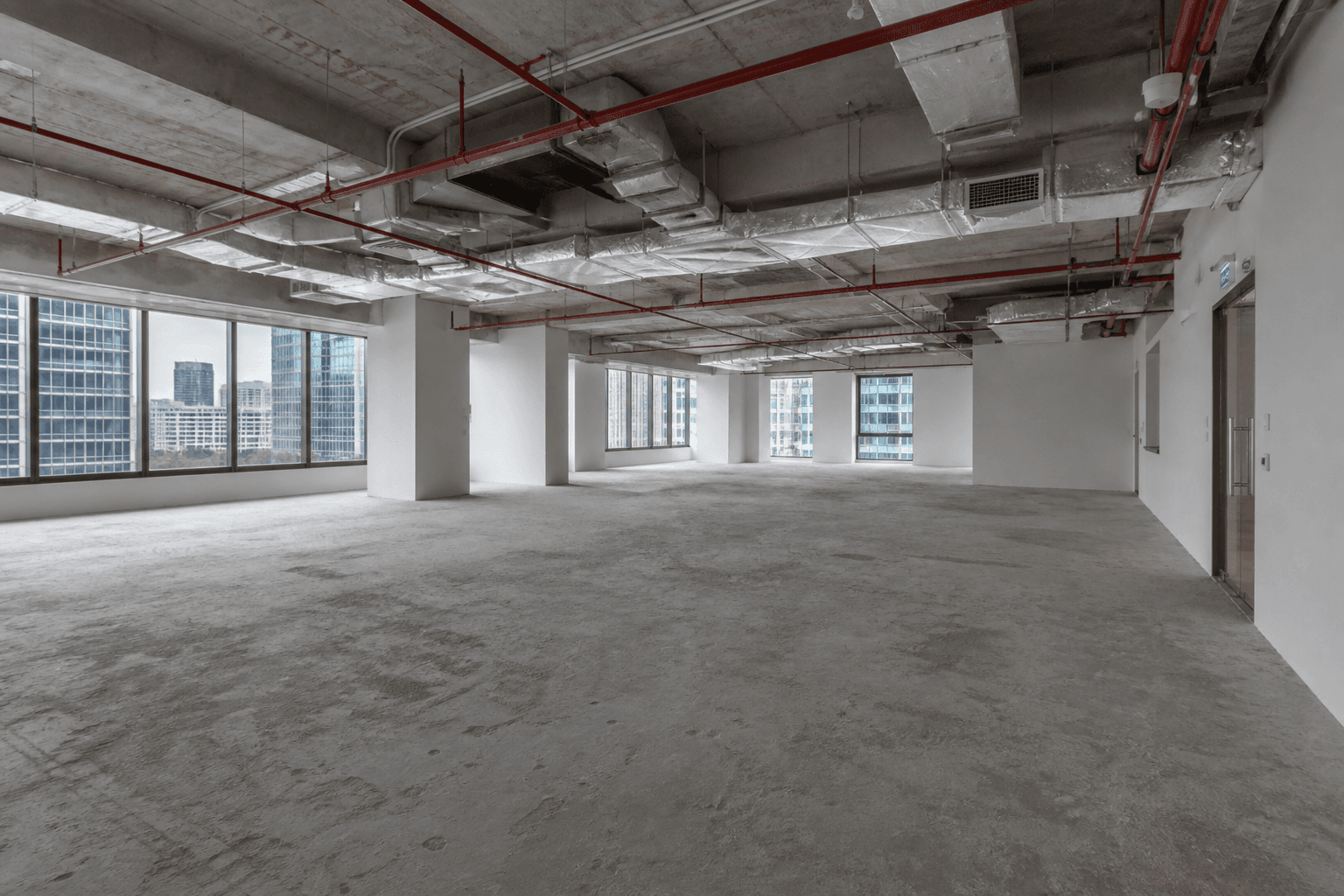 Bare industrial office shell ready for renovation in Singapore