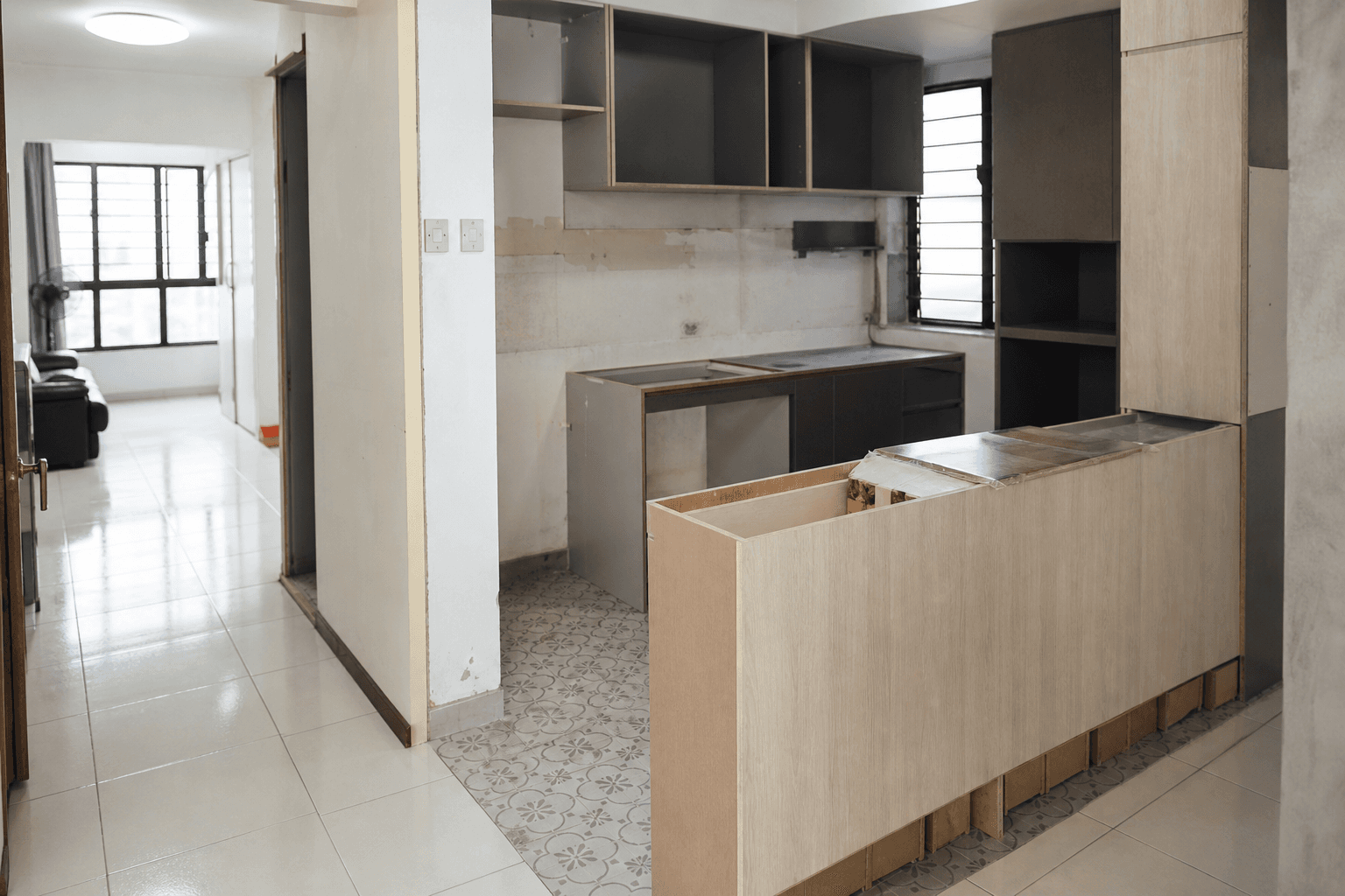 Partial renovation of a single room in a Singapore home