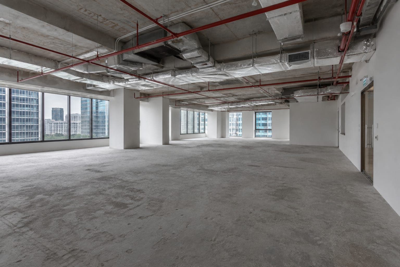 Bare industrial office shell ready for renovation in Singapore